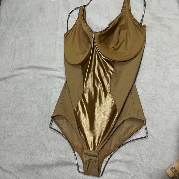 Sweet Nothings Vintage Shaping Bodysuit Gold & Nude Underwire 36C - Picture 8 of 11